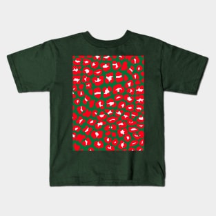 Christmas Leopard Print Pattern Kids T-Shirt